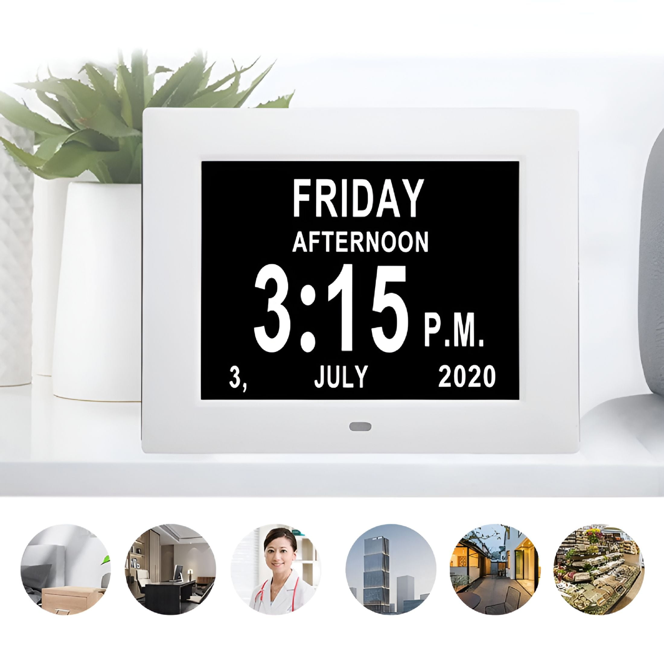 GJX 2026 New Digital Day Calendar Clock - Extra Large Date Day Time of Week Clock with 12 Alarm Options for Seniors,Elderly,Dementia,Alzheimer for Home, Office, Bedroom, Living Room (7-Inch,White)