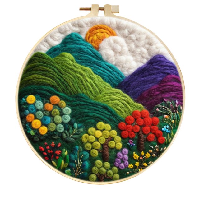 CHENISTORY Pintura de fieltro de lana, paisaje de arcoíris, montaña, pintura de fieltro con aguja, kits de árboles, manualidades para principiantes, decoración del hogar