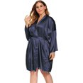 thumbnail image 2 of GFDYREE Women's Plus Size Satin Robes Plus Size Silky Kimonos Robes Sleepwear,Short, 2 of 4