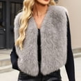 thumbnail image 5 of Ayolanni Women's Faux Fur Vest Open Front Sleeveless Solid Jackets Warm Winter Cropped Outerwear with Pockets Gray L, 5 of 5