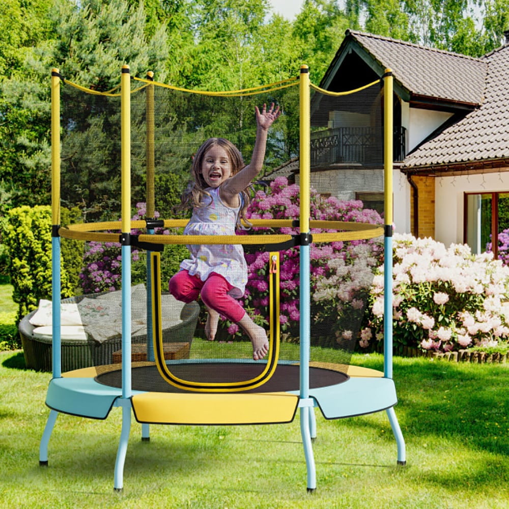Yardi Yarda 48" Toddler Trampoline with Safety Enclosure Net-Yellow, Bounce Trampoline for Garden, Park