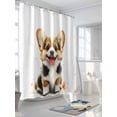thumbnail image 3 of Fsddascl Cute Sitting Dog Shower Curtain Set - 72" x 78" Washable Bathtub Curtain with 12 Hooks, Watercolor Cartoon Puppy Animal Waterproof Fabric Stall Shower Curtains for Bathroom/Bathtub Décor, 3 of 6