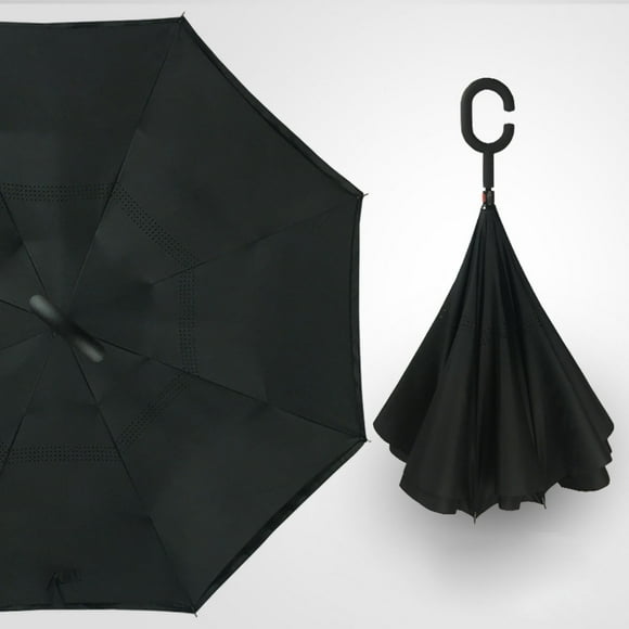 Umbrella Double Reverse Umbrella Fiber Waterproof Light Weight Inverted Umbrella with C Shaped Handle