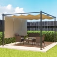 thumbnail image 2 of Outsunny Auvent de Pergola Rétractable 10 Pieds x 12 Pieds avec Pare-Soleil à Rouleau, Beige, 2 of 10
