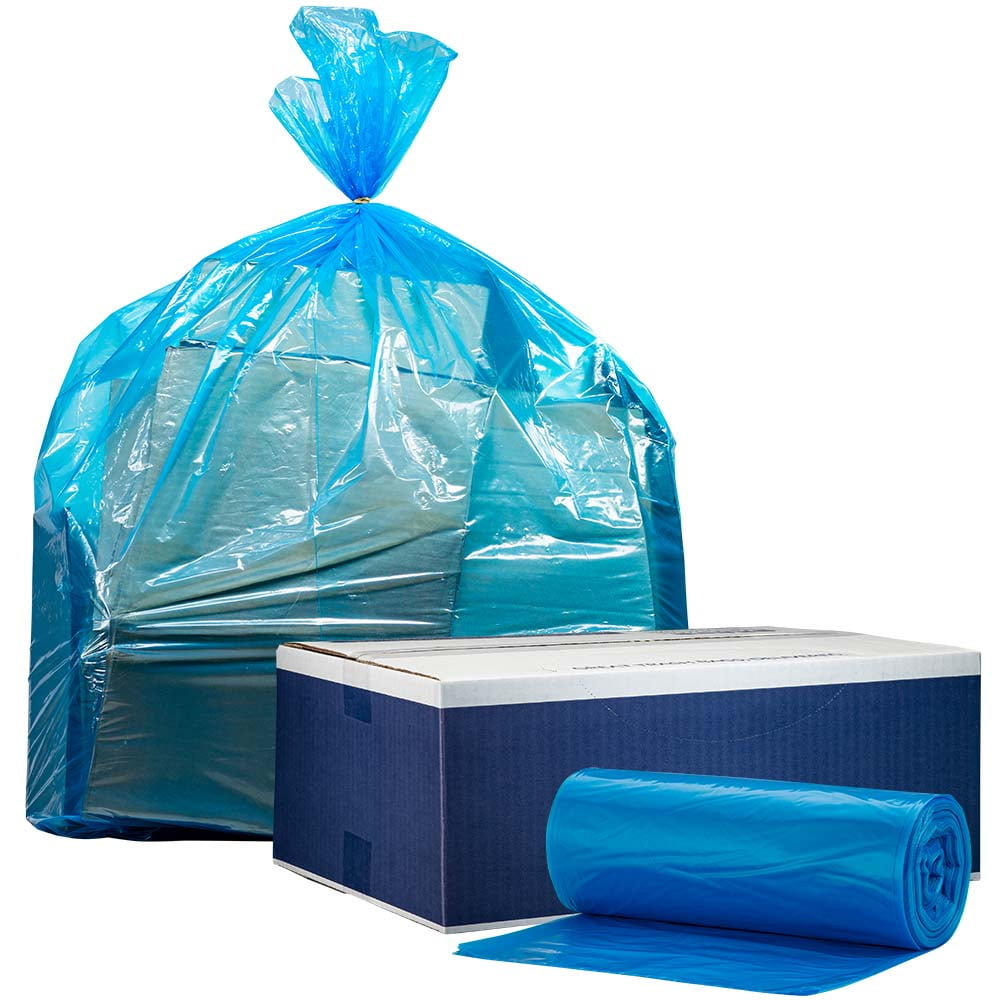 Plasticplace 40-45 Gallon Blue Trash Bags, 1.2 Mil, For Industrial and Home Recycling, 100 Count