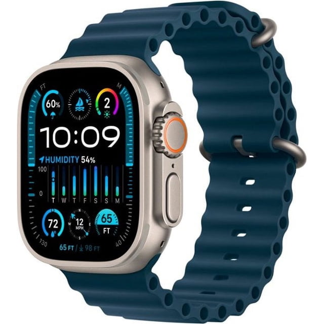 Apple Watch Ultra 2 (GPS + Cellular) 49mm Titanium Case with Blue Ocean Band - Titanium