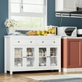 thumbnail image 4 of Homfa Kitchen Sideboard with 2 Drawer and Glass Door, Modern Buffet Cabinet for Dining Room, White, 4 of 6