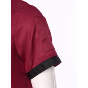 Raenseen Chef Coat for Men and Women Classic Cooking Uniform Short Sleeve Unisex Restaurant Kitchen Red M