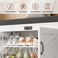 thumbnail image 3 of 60” Shoe Storage Bench with Deodorizer, Farmhouse Shoe Organizer Cabinet with Cushion Seat, 4 Doors, Adjustable Shelf for Entryway, Bedroom & Living Room, White, 3 of 7