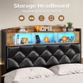 thumbnail image 6 of Afuhokles Twin Size Lift Up Storage Bed Frame with LED Storage Headboard and Charging Station, Upholstered Bed Frame, Hydraulic Storage, PU Black, 6 of 8