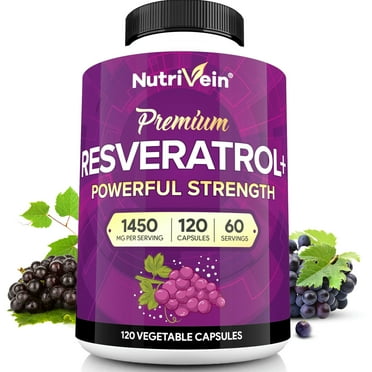 Nutrivein Resveratrol 1450mg - Anti Aging Antioxidant Supplement 120 Capsules