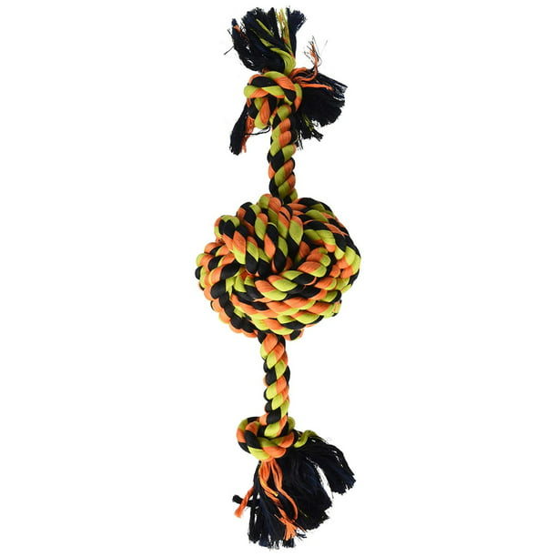 Flossy Chews Color Monkey Fist Ball with Rope Ends, Large, 18-Inch 