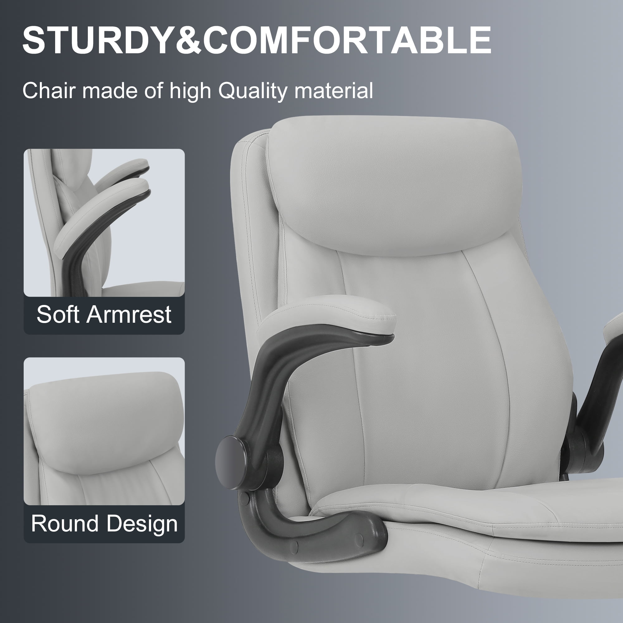 Misolant Tall Office Chair, Drafting Chair for Standing Desk, Executive Chair with Adjustable Height and Flip-up Armrest, Leather Drafting Chair, High Office Chair for Counter Height Desk