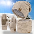 thumbnail image 2 of MEICHEN Coldproof Beanie Hat Scarf Gloves Warm Set for Women Solid Color Fleece Knit Hats Gloves Neck Warmer Set Winter Accessories, 2 of 9