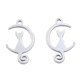 thumbnail image 1 of Non-Tarnish 201 Stainless Steel Pendants Halloween Style Moon with Cat Stainless Steel Color 16x10x1mm Hole: 1.2mm, 1 of 3
