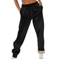 thumbnail image 1 of KIHOUT Fall Winter Joggers for Women Clearance Fashion Loose Solid Color Plush Elastic Waist Drawstring Long Sweatpants, 1 of 4
