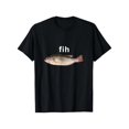 thumbnail image 1 of Camisetas con estampado gráfico 100 % algodón, informal, de manga corta, con el divertido estampado "Fih" (pez mal escrito)., 1 of 6