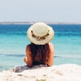 thumbnail image 5 of Sombrero de paja para mujer con circunferencia de 56-58 cm, sombrero para el sol, protector solar, para exteriores, con guirnalda, sombrero de copa plana, sombrero de playa, sombrero para el sol, 5 of 5