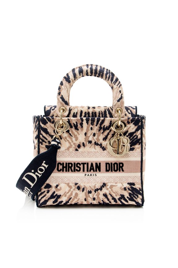 Pre-Owned Dior Embroidered Tie-Dye Lady D-Lite Medium Tote