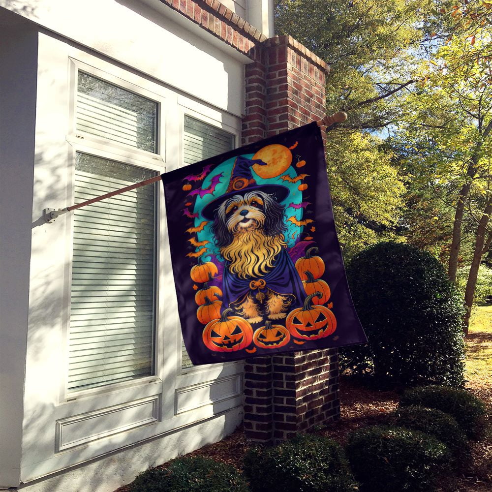 Halloween Havanese Dog House Flag 28x40IN Double-Sided Polyester Decorative Sleeve Pole Flag for Outdoor Home Garden