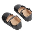 thumbnail image 3 of Zapatos de bebé con lazo de PU artificial, decoración, lisos, elegantes, de princesa, para bebés recién nacidos de 6 a 12 meses, color negro, 12 cm/4,7 pulgadas, 3 of 15