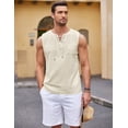 thumbnail image 3 of COOFANDY Men's Cotton Linen Tank Top Shirts Casual Sleeveless Lace Up Beach Hippie Tops Bohemian Renaissance Pirate Tunic, 3 of 10