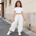 thumbnail image 6 of Girls Pants Kids Summer Beach Solid Casual Long Trousers Soft Breathable White 10-11 Years, 6 of 8