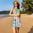 thumbnail image 3 of Fotbe Kawaii Sushi Characters Delight Vestido de Verano sin Mangas para Mujer – Vestido Midi Línea A, Estilo Camiseta Floral, Vestido Playero Casual y Fluido, 3 of 7