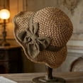 thumbnail image 3 of Elegant Woven Straw Sun Hat with Bow Summer Beach Hat for Women Wide Brim Packable Foldable Straw Hat for Women Crochet Hats for Women, 3 of 12