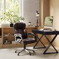 thumbnail image 4 of CorLiving Leon Faux Leather Upholstered Adjustable Height Lumbar Support Tilting Adult Executive Office Chair, 4 of 7
