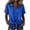 Blue, variant on Women's Casual Loose Fit Linen V Neck Short Sleeve Blouse, Solid Color Front Tie Top for Daily Summer Outfits, Breathable and Comfortable Black L