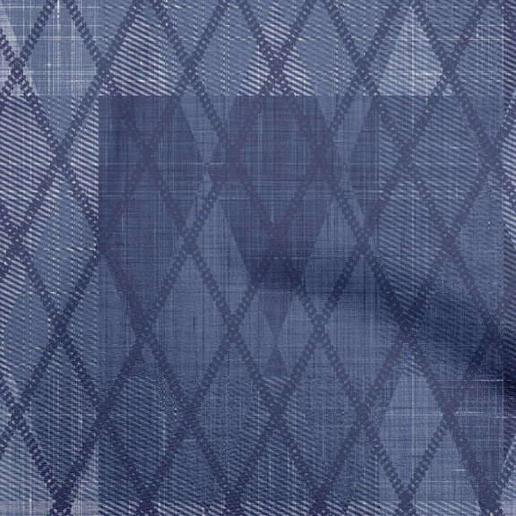 oneOone Georgette Viscose Blue Fabric Argyle Sewing Material Print Fabric By The Yard 42 Inch Wide