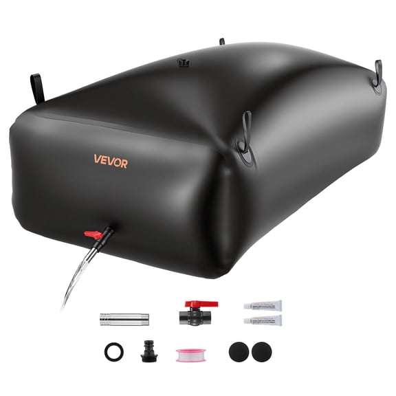 VEVOR Water Storage Bladder, 264.2 Gal Collapsible Water Storage Bag, Wear-Resistant 1000D PVC Soft Waters Bag, Leakproof Camping Tank Containers for Garden Irrigation RV Emergency Use, Black