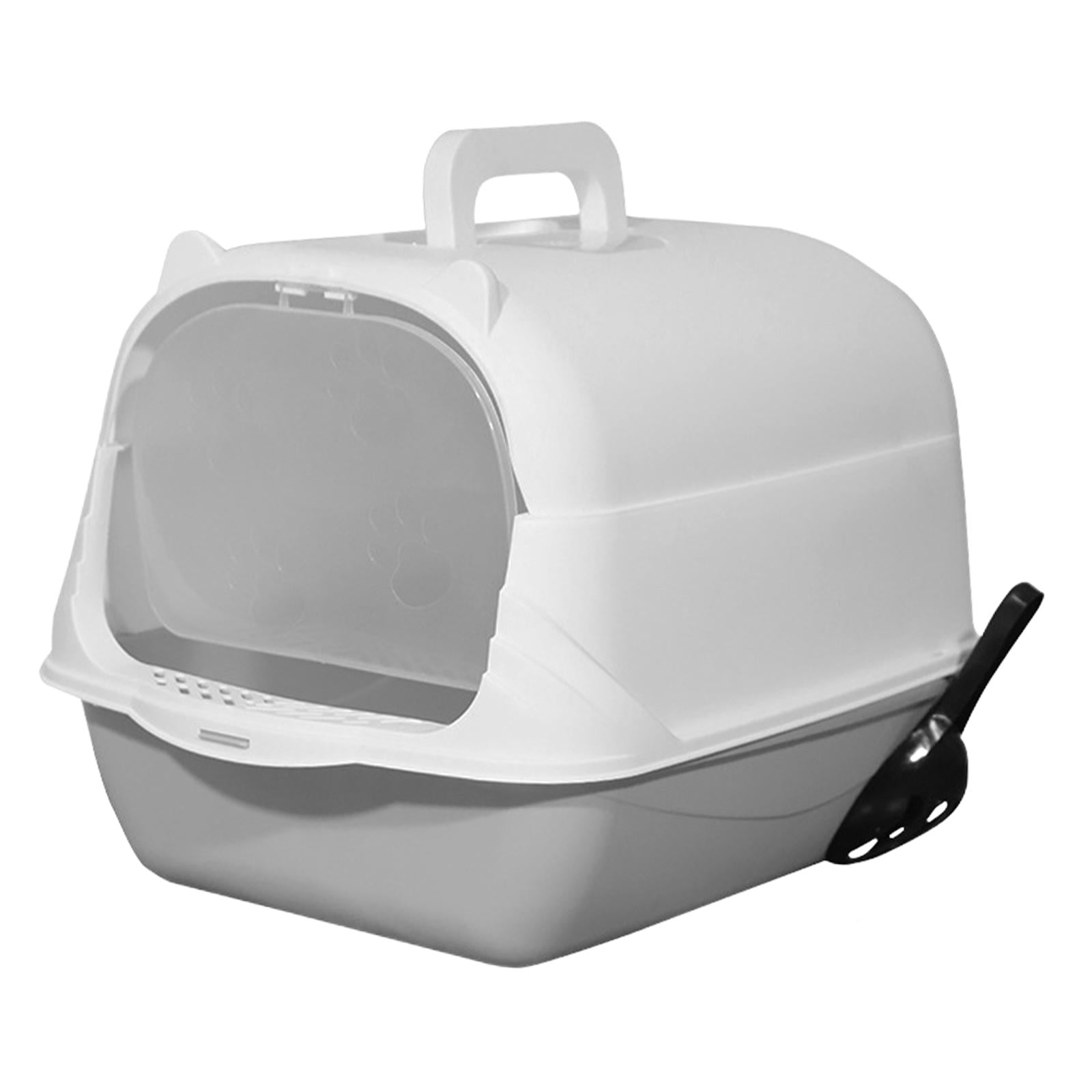 Hooded Cat Enclosed Cat Toilet Reusable Detachable Pet Handheld Gray