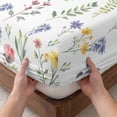 thumbnail image 3 of King Size Fitted Sheet Set - Wildflowers Blossom 3 Piece Bedding Sets 16" Deep Pocket Fitted Sheet with 2 Pillowcases, Spring Pastoral Botanical Flowers Rustic Brushed Microfiber Hotel Bed Sheets, 3 of 9