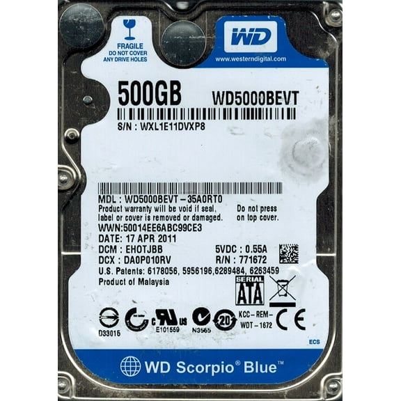 Western Digital WD5000BEVT-35A0RT0 500GB DCM: EHOTJBB