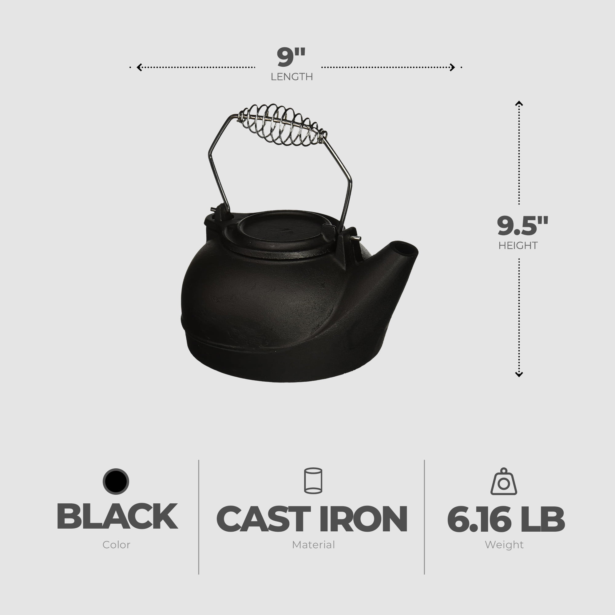 Panacea Fireplace Cast Iron Wood Stove Kettle Humidifier with Chrome Handle