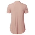 thumbnail image 2 of FashionOutfit Women's Solid Loose Fit Chocker Neck V-neck Cutout Short Sleeve Top, 2 of 3