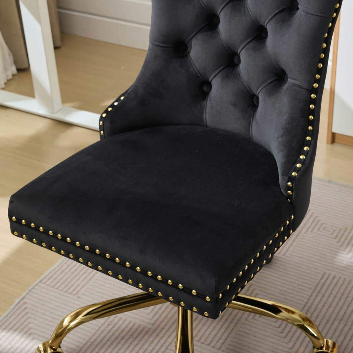 GVN Ergonomic Computer Chair, Home Office Desk Chairs,Office Chair with Golden Metal Base, Adjustable Desk Chair Swivel Office Chair (Black)