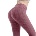 thumbnail image 4 of Womens High Waist Textured Workout Leggings Booty Scrunch Yoga Pants Slimming Ruched Tights Red 2XL, 4 of 4