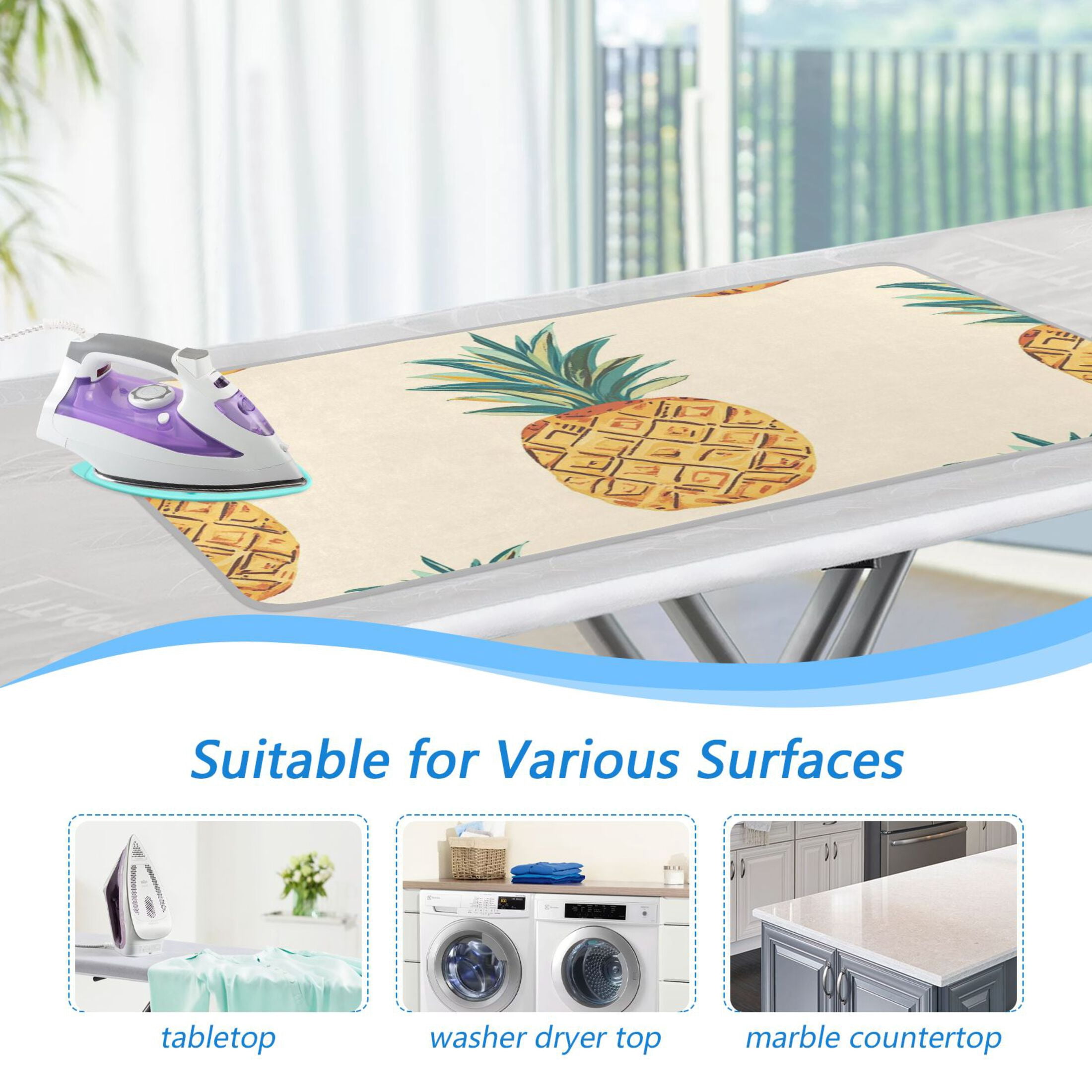 Pineapples Boho Style Ironing Mat Blanket Portable Travel Ironing Pad Heat Resistant Pad 47.2" x 27.6”