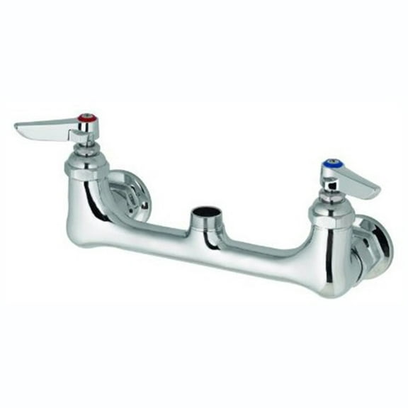T&S Brass Wall-Mount Double Pantry Swivel Base Faucet, 8" Centers, Stainless