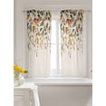thumbnail image 3 of Orange Green Eucalyptus Leaves Curtains 54 Inch Length,Sheer Curtains for Bedroom Living Room Window Fall Botanical Rustic Rod Pocket Voile Drapes Kitchen Curtains Small Half Window 52"x54" 2 Panels, 3 of 7