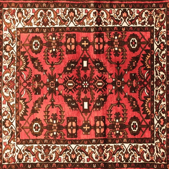 Ahgly Company Indoor Square Persian Orange Traditional Area Rugs, 3' Square