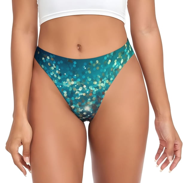 Fotbe Colorful Rainbow Glitter Tanga Sin Costuras para Mujer con Estampado – Panties Invisibles, Transpirables y Cómodos para Uso Diario-X-Small