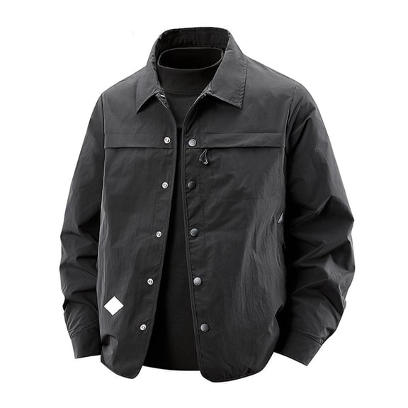 Light Jackets For Men Lapel Lightweight Outdoor Windbreaker Color Black Size XXL