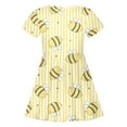 thumbnail image 4 of MIXUE Toddler Girls Casual Dresses Kids Summer Cute Bee Festival Print Crew Neck Short Sleeve Slim A Line Casual Dress Streetwear,Yellow,8-9 Years, 4 of 4