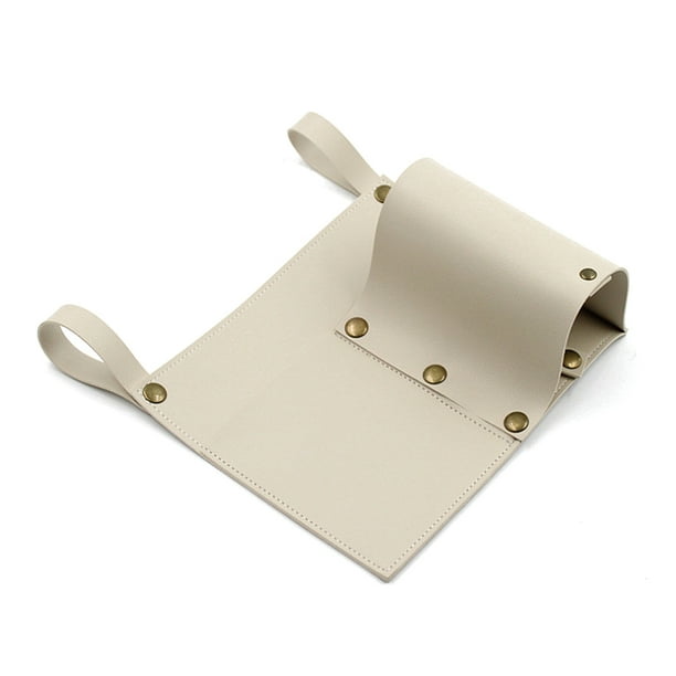 Soidarity Bolsa para silla de camping, reposabrazos de cuero PU, soporte para botella de agua, portátil, senderismo, playa, organizador carpas Beige