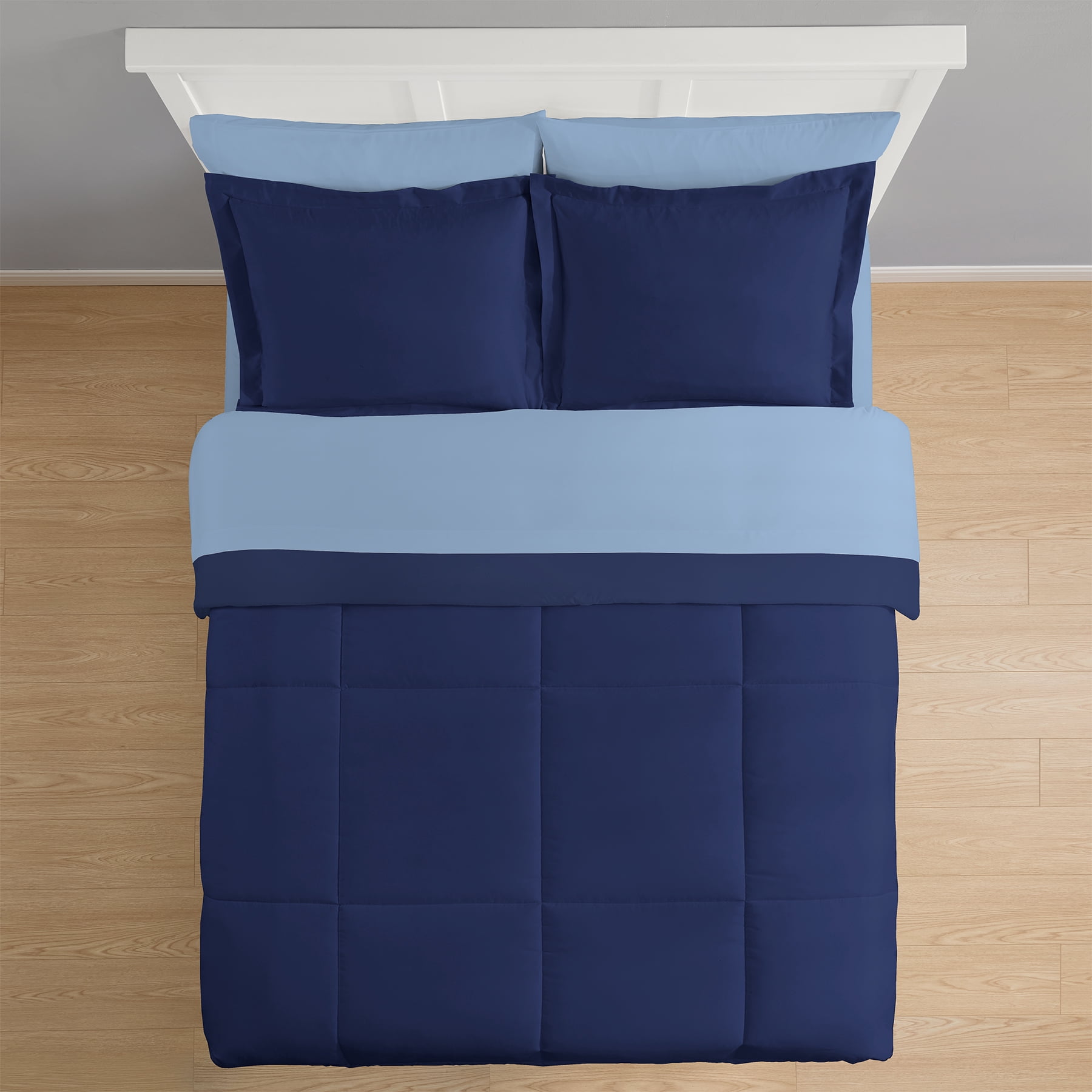 Mainstays All-in-One Reversible Comforter and Sheet Set - 7 Piece, Queen, Navy