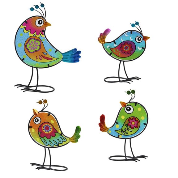 Colorful Garden Decoration For Outside Funny Iron Bird Stake Indoor Outdoor Yard Garden Art Statues Landscape